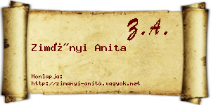 Zimányi Anita névjegykártya